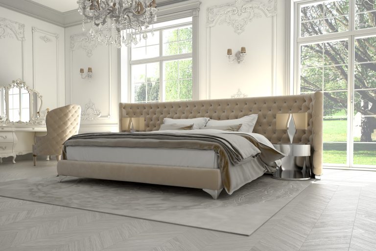 Interior of a classic style bedroom in luxury villa. 3d rendering