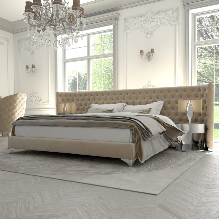 Interior of a classic style bedroom in luxury villa. 3d rendering